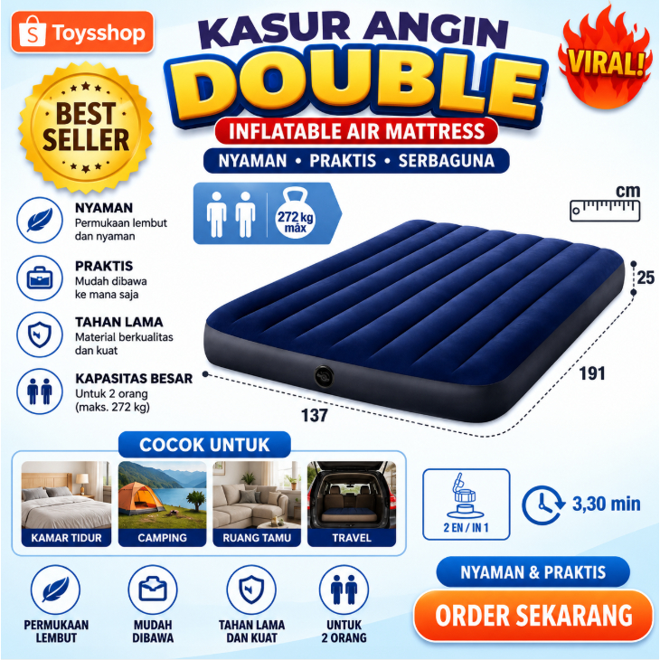 Intex 64758 - kasur angin intex durabeam standar blue - kasur double intex