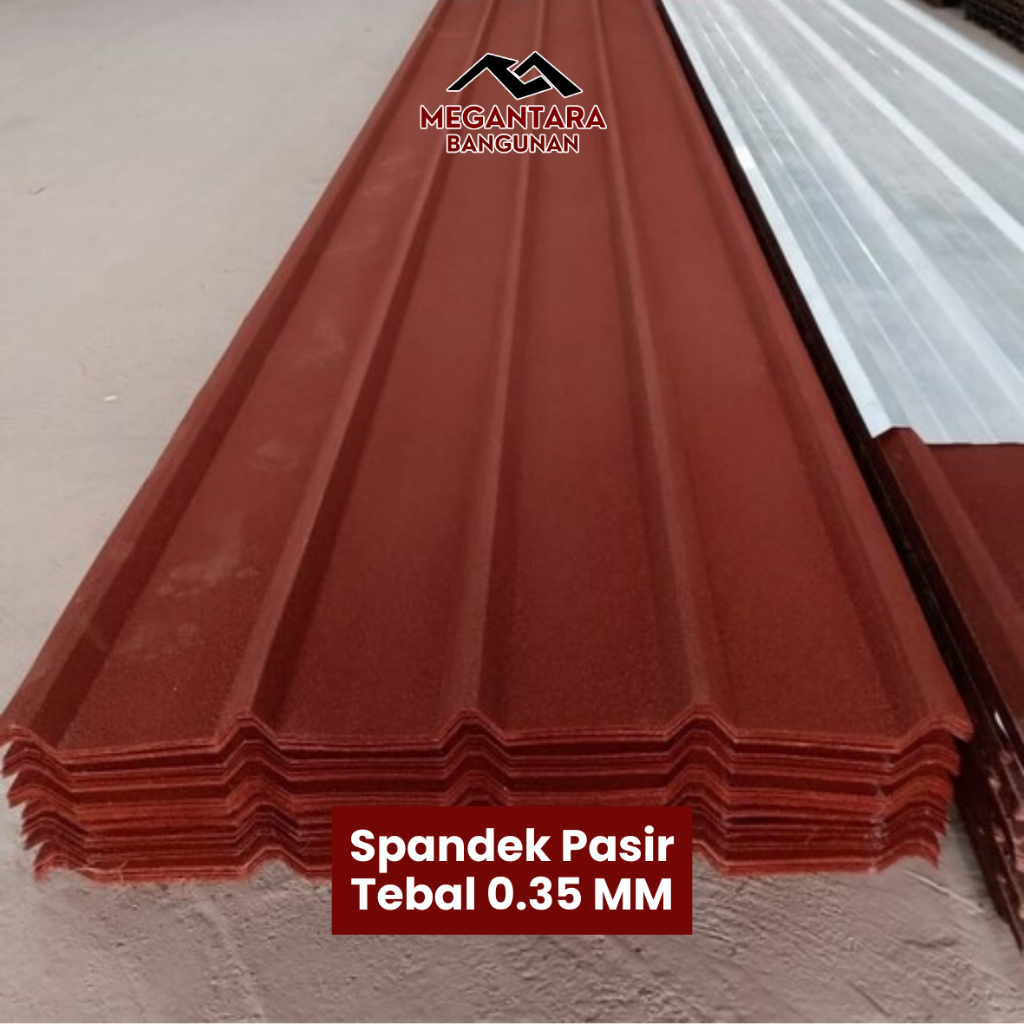 Spandek Pasir 0.35mm Per Meter Atap Spandek Pasir Merah Hitam Galvalum Kanopi Rumah Gudang Ruko
