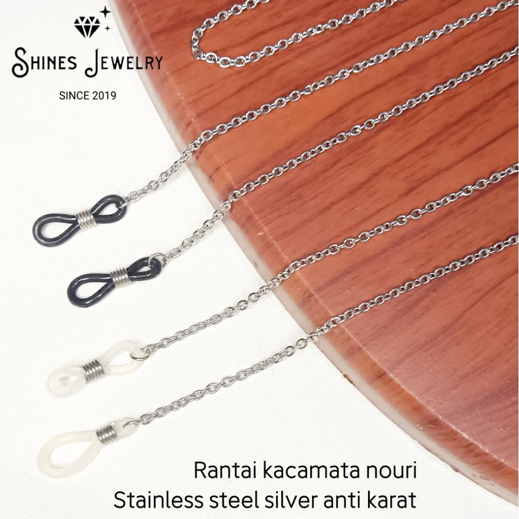 Rantai kacamata chainlink sunglasses nouri stainless steel silver anti karat