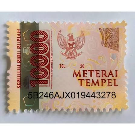 Meterai Tempel 10000 Rupiah Kertas Motif Garuda