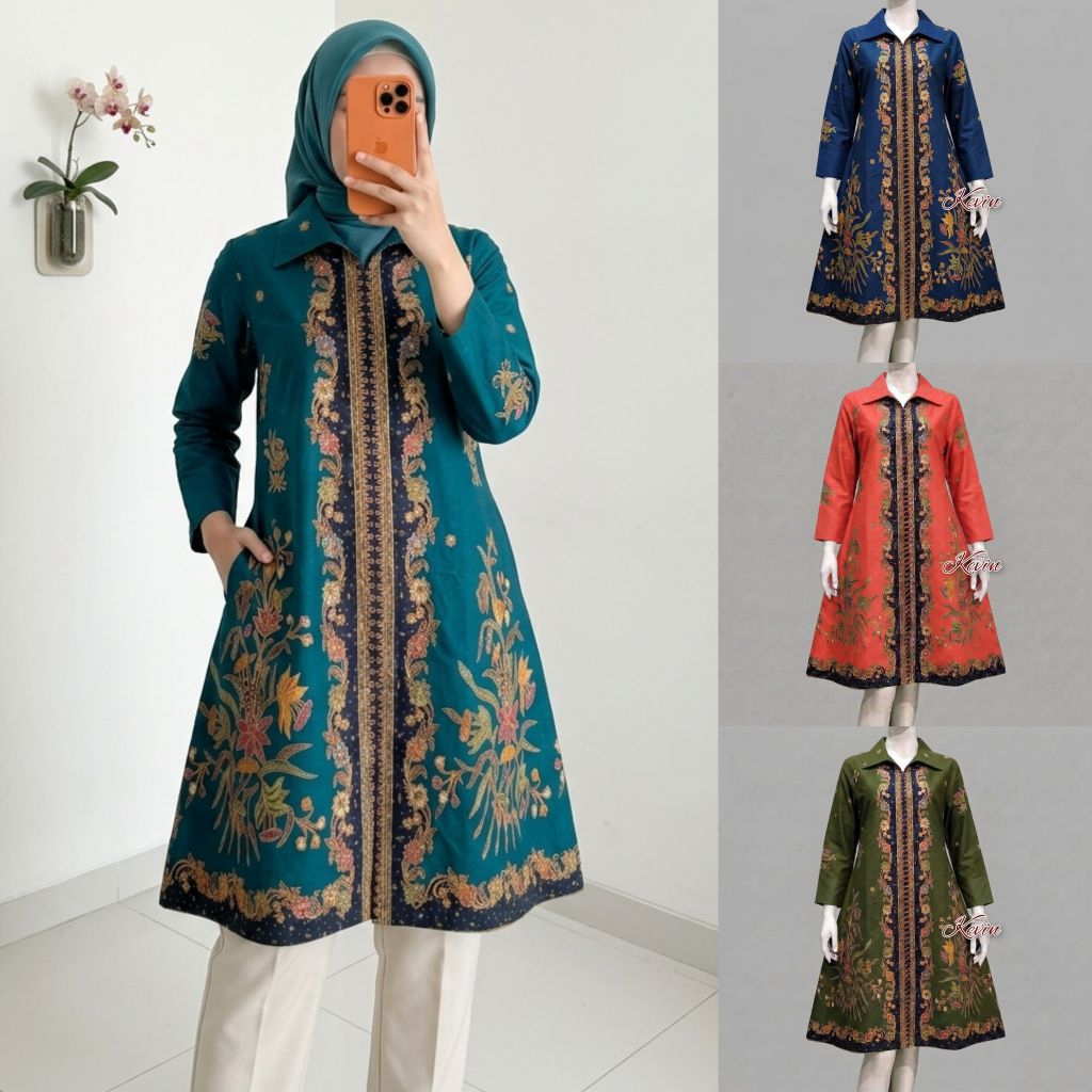 BATIK KEVIN - Tunik Batik Jumbo/ Sakura Ungu Atasan Bahan Katun Halus