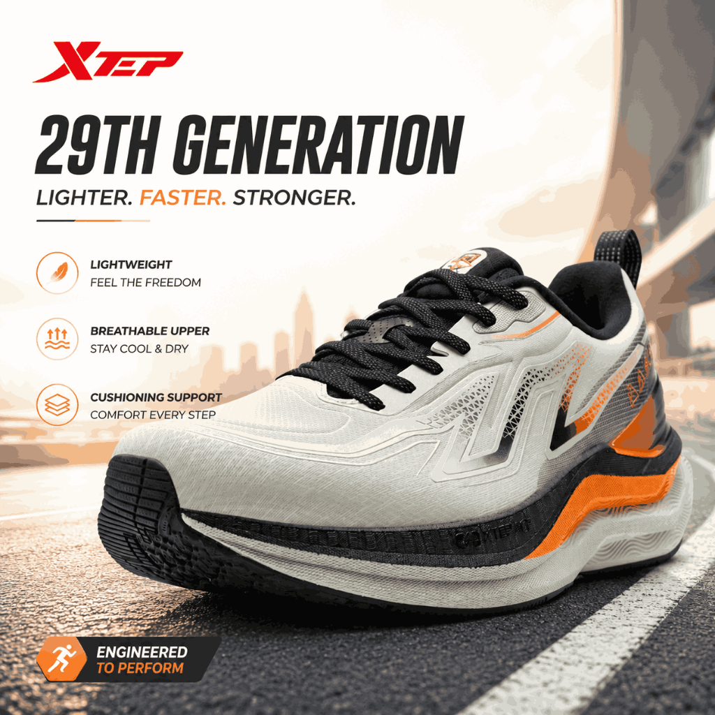 XTEP 29th Generation Sepatu Running Pria Original Lightweight Breathable Cushion Running Shoes Sport