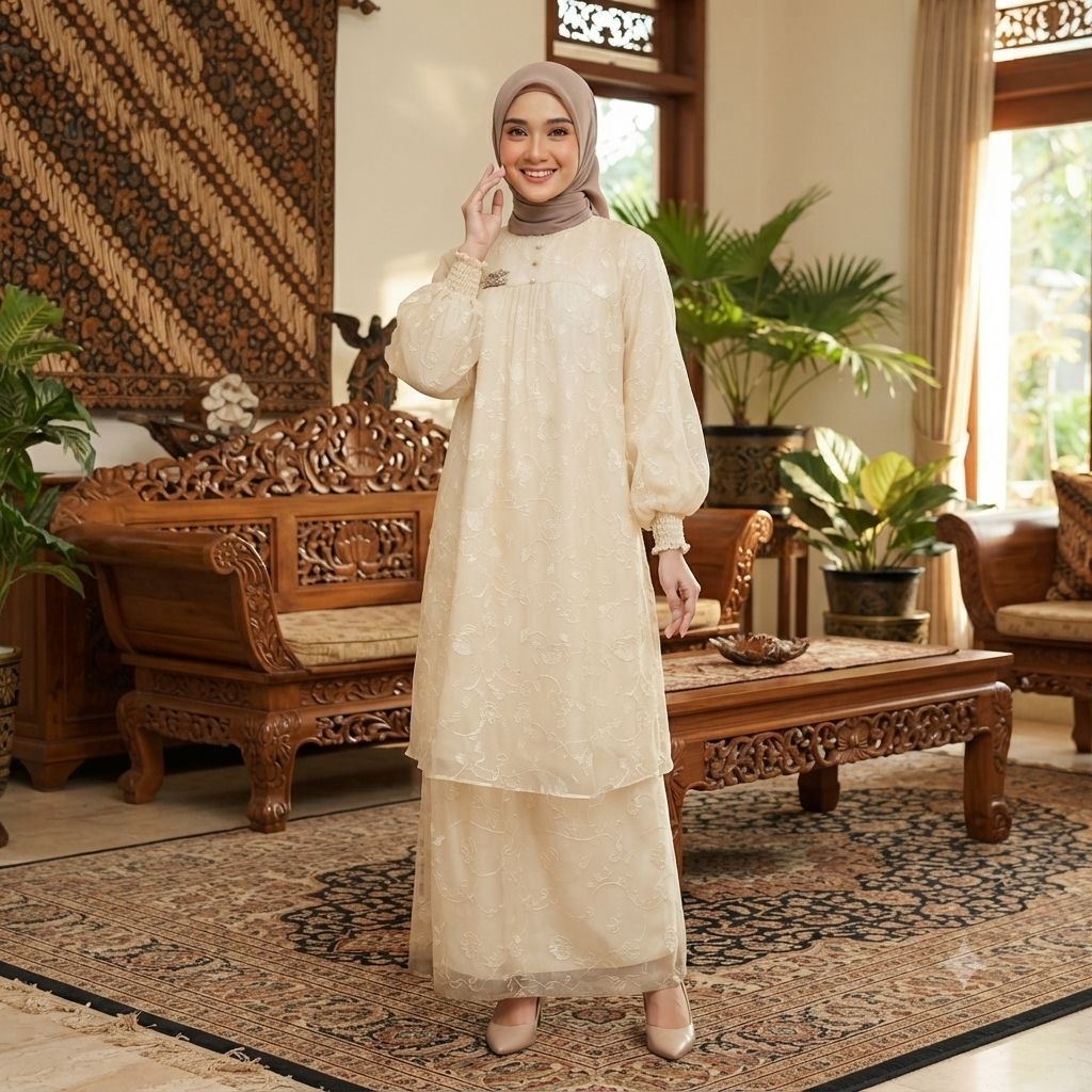 Gamis Bahan Sifon bervariasi Motif Bunga-bunga