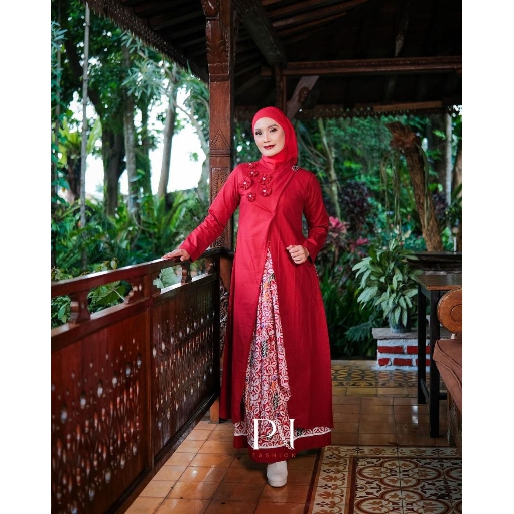 gamis kynara merah by pn fashion spesial kemerdekaan
