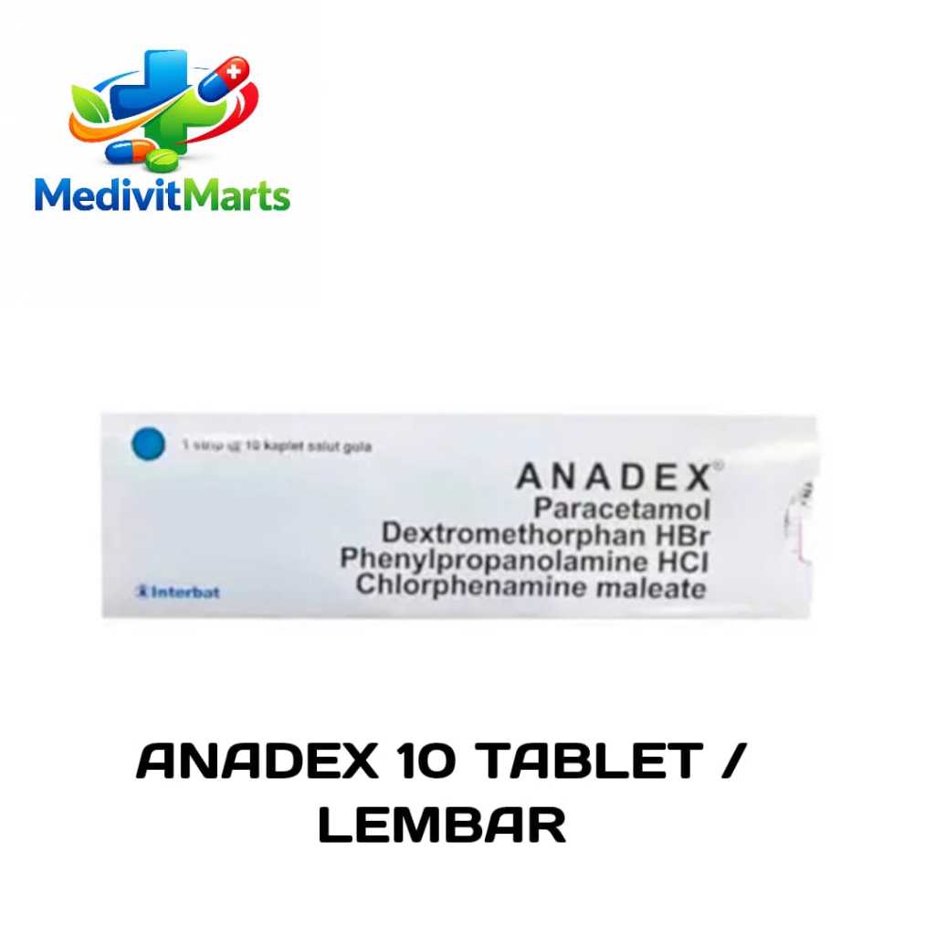 ANADEX 10 TABLET / LEMBAR - UNTUK MEREDAKAN DEMAM, BATUK & PILEK