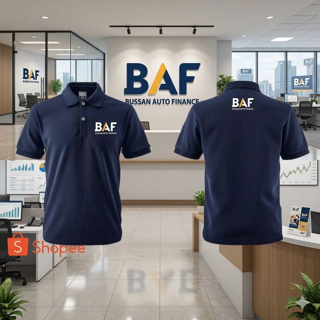 Bordir polo BAF bussan auto finance kaos BAF baju BAF kaos bussan auto finance bisa custom tulisan f
