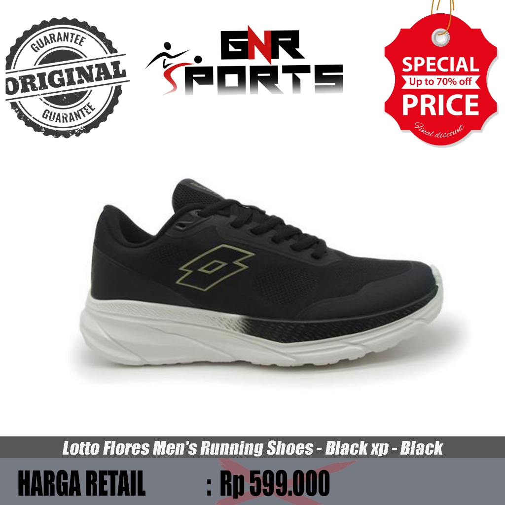Sepatu Lotto Flores Men's Running Shoes Black Original 100%