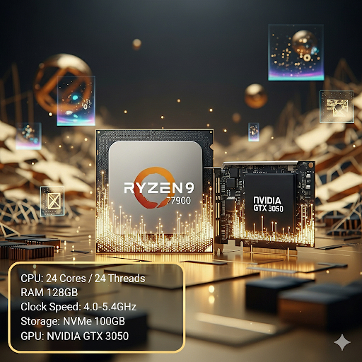 RDP GPU  Ryzen 9 7900 Bergaransi – Full Akses Windows Server, GTX 3050
