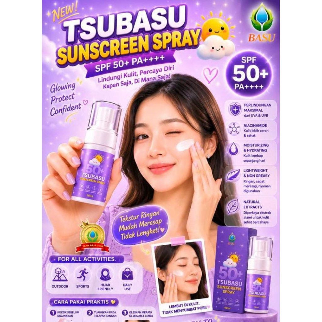 MOIST SUNSCREEN SPRAY BASU / SUNSCREEN SPRAY TSUBASU TERMURAH