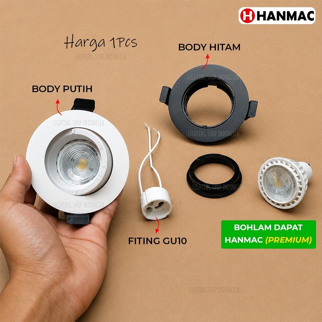 Lampu downlight led rumah housing fiting GU10 bahan aluminium inbow