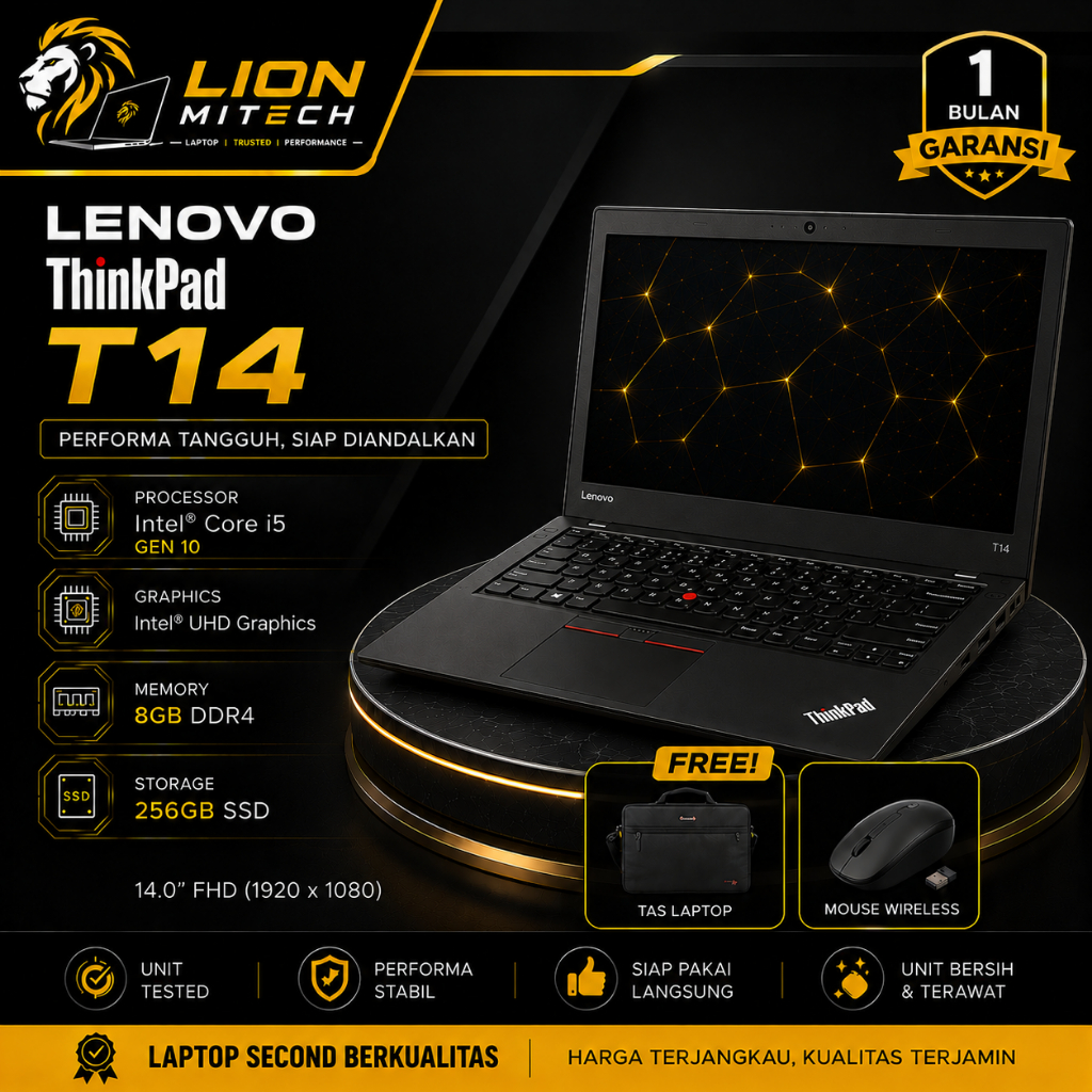 Lenovo ThinkPad T14 | Intel Core i5 Gen 10 | Core i7 Gen 10 | Core i5 Gen 11 | Laptop Second Bergara