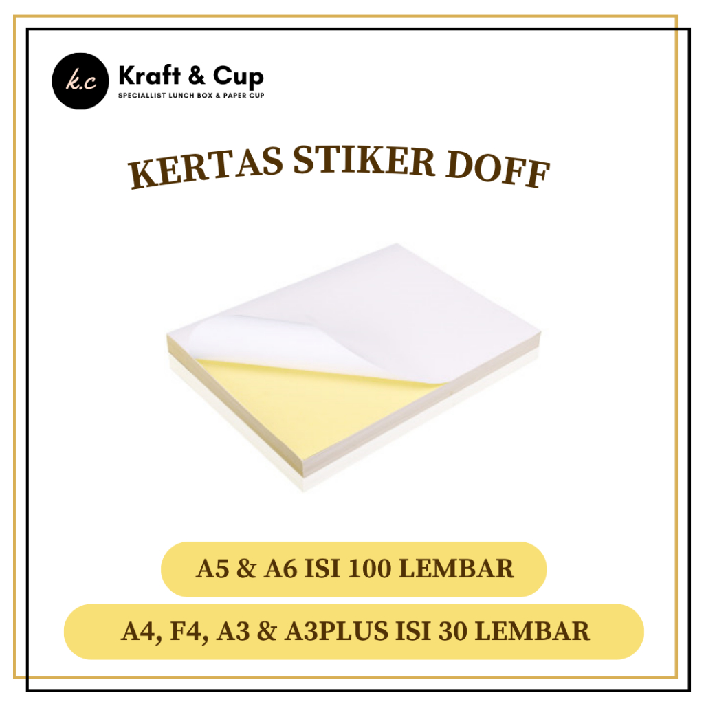 [30 LBR] Kertas Stiker Doff A4, F4, A5, A6, A3 & A3PLUS Kertas Stiker HVS