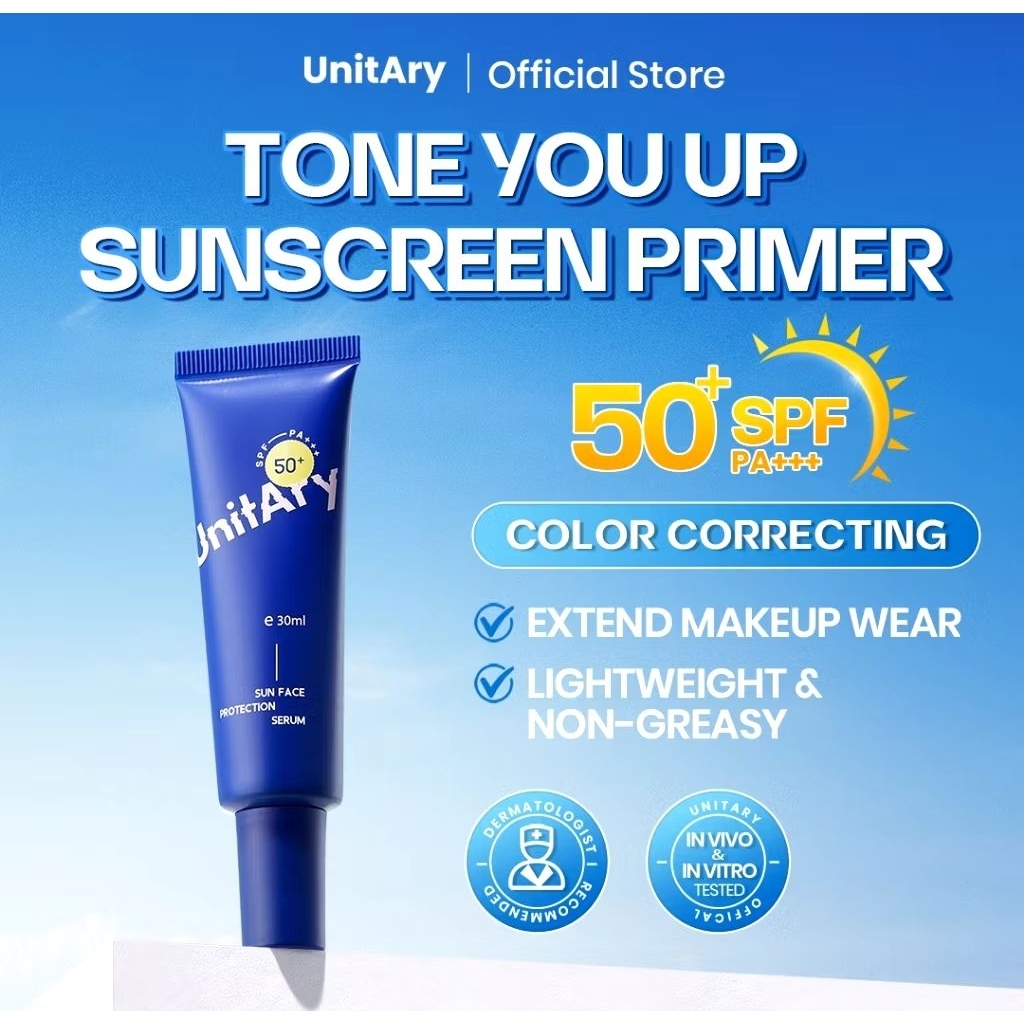 UnitAry Kulit Sensitif Unitary Sun Face Protection Serum 30ml SPF50+PA+++ Tone You Up Sunscreen Prim