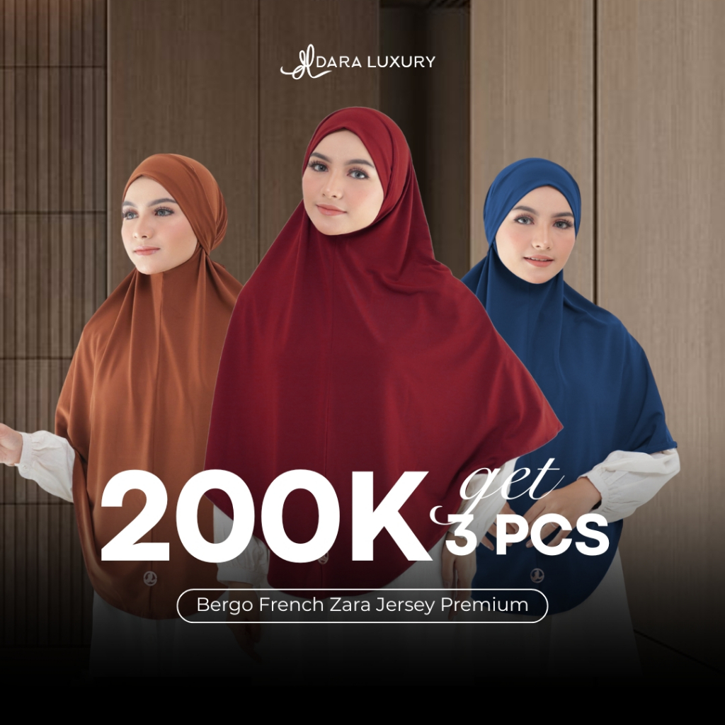 Dara Luxury | Zara 2in1 | Hijab French Khimar 2in1 Jersey Premium