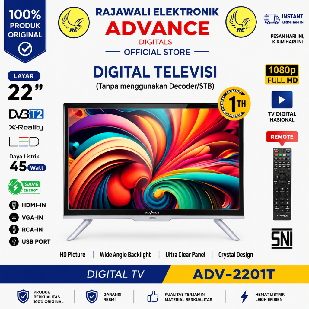 LED TV Advance 22 inch ADV-2201T Digital ADV2201T ADV 2201 T