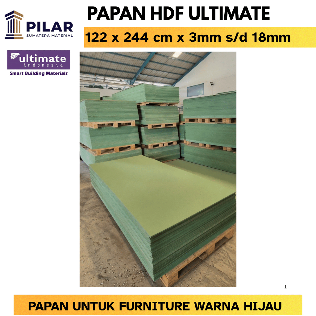 Papan MDF Hijau - HMR Board 122x244cm - Papan Tahan air - HMR HDF Board Ultimate
