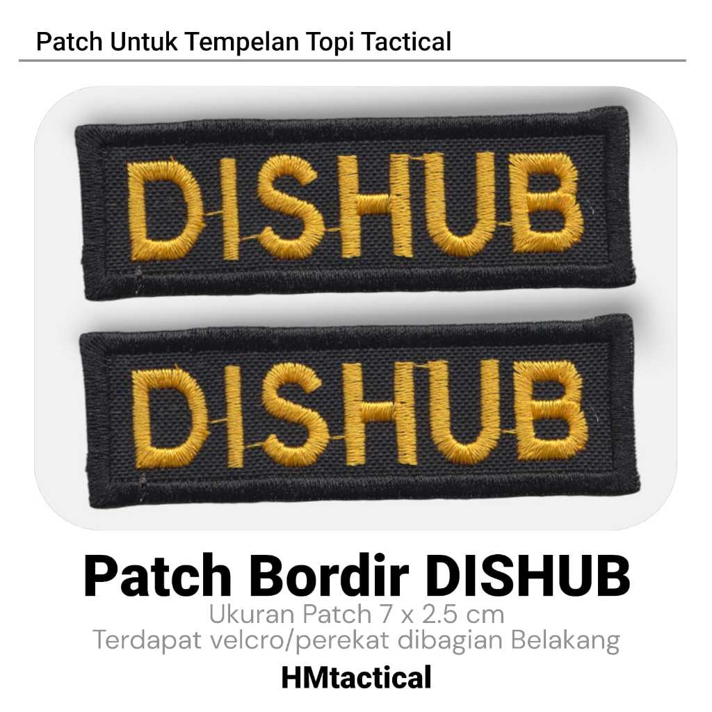 Patch Bordir Dishub Untuk Topi Tactical Dengan perekat velcro