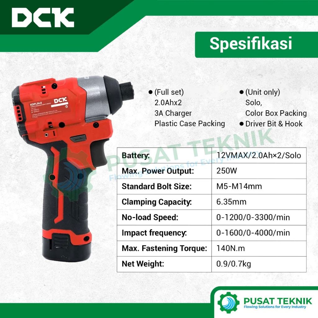 Mesin Bor Obeng DCK KDPL04-8 Cordless Brushless Impact Driver
