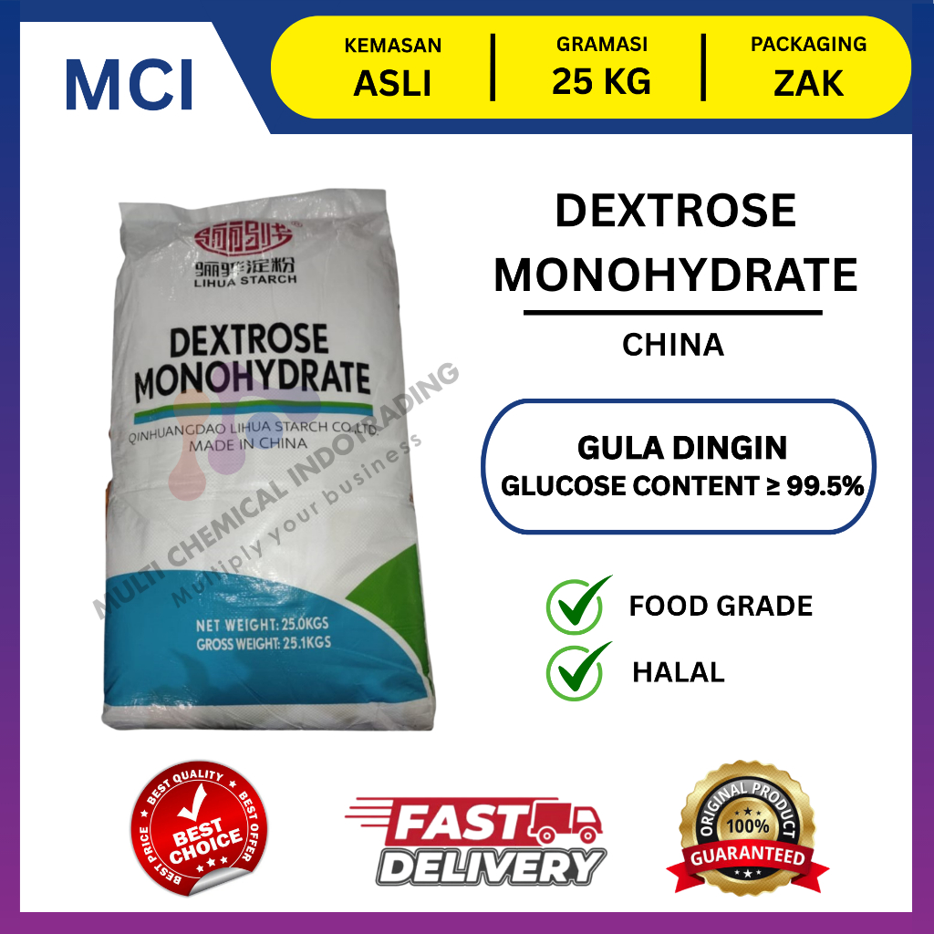 DEXTROSE MONOHYDRATE ex. CHINA. WHITE DEXTROSE. FOOD GRADE. || 25 KG