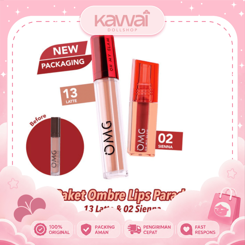 OMG Oh My Glam Paket Ombre Lips Parade - Best Ombre Lip Cream + Lip Tint Mattelast & Glassy lip tint