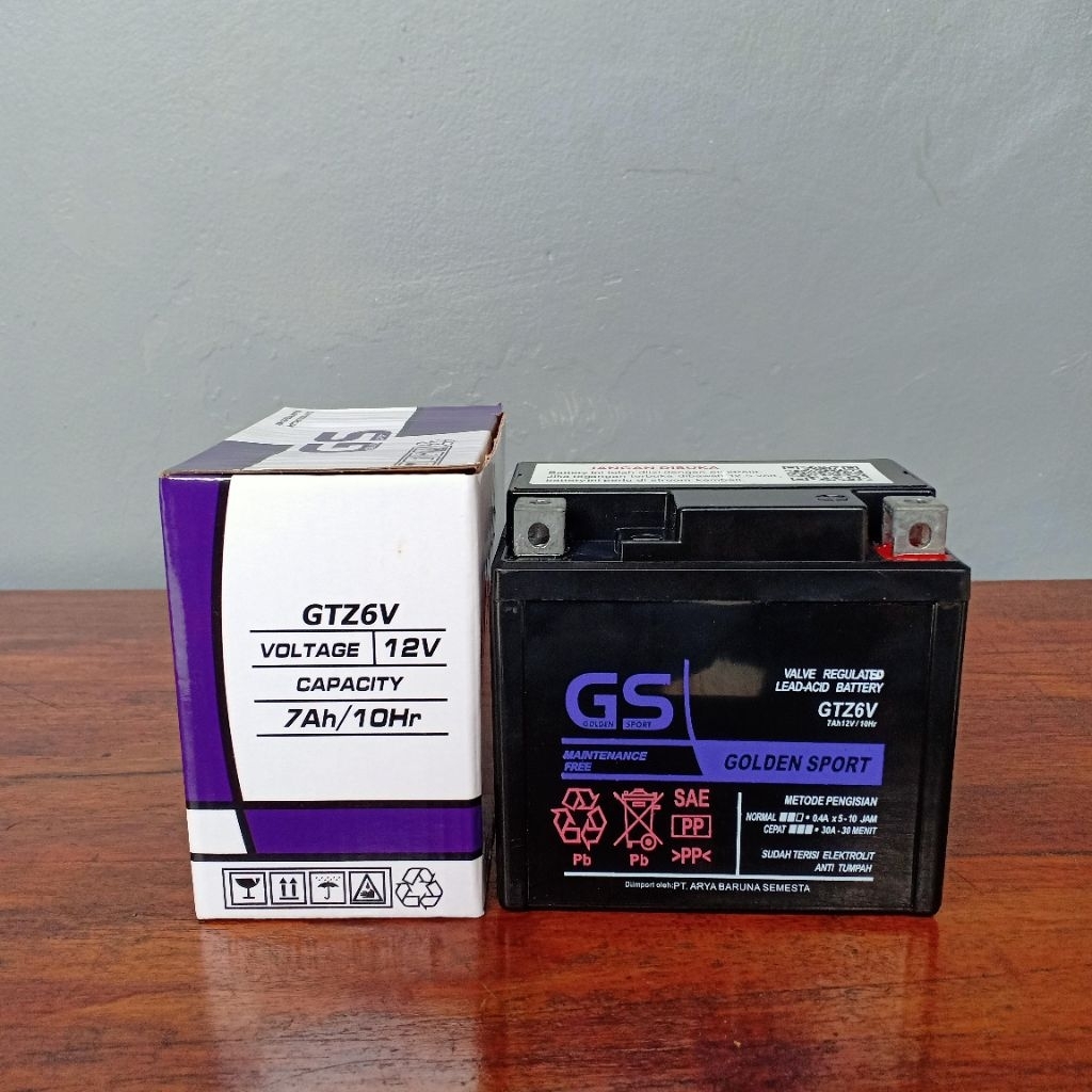 Aki Motor GS Golden Sport GTZ6V - Aki Kering, Siap Pakai