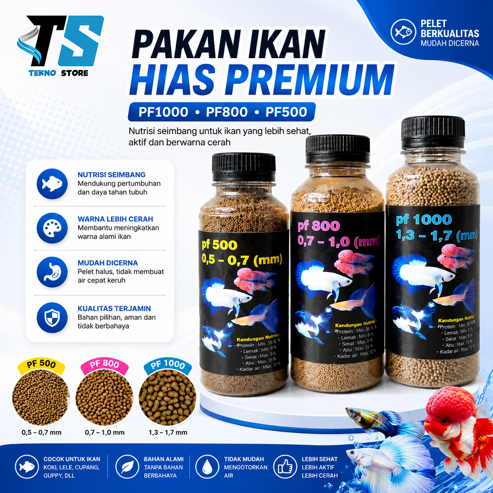 Pakan ikan PF1000 PF800 PF500 PELET Pakan ikan hias anakan ikan koi koki lele pakan ikan hias - Tekn