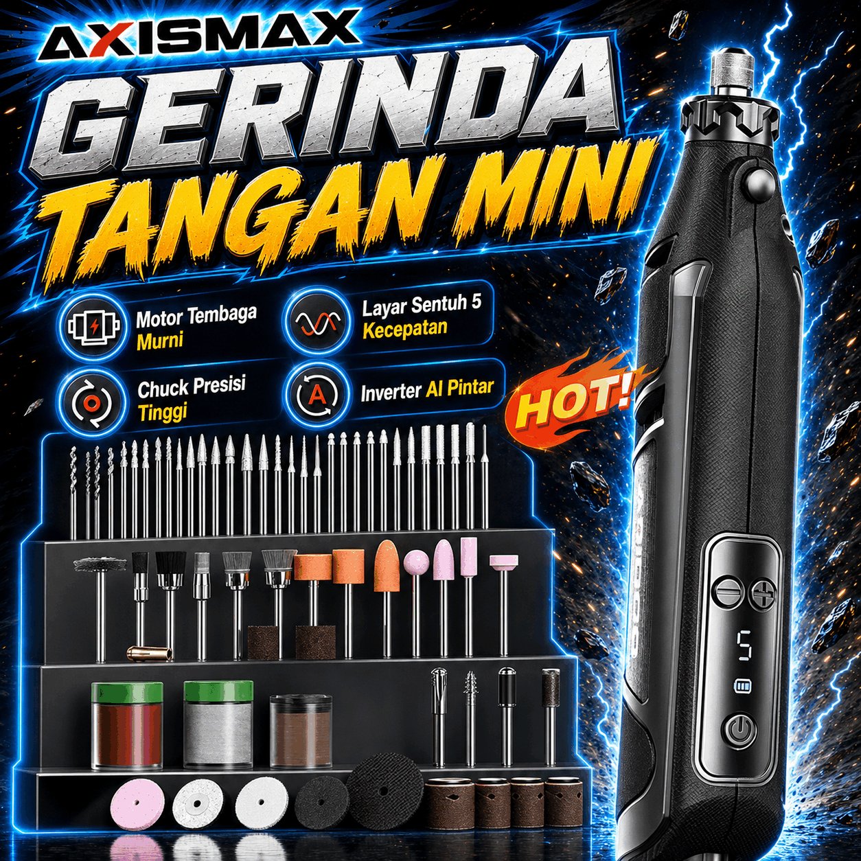 COD Bor Mini ARIDOO mini listrik Mini Grinder Set Mesin Ukir Poles Gerinda Listrik Alat Ukir Grafir/