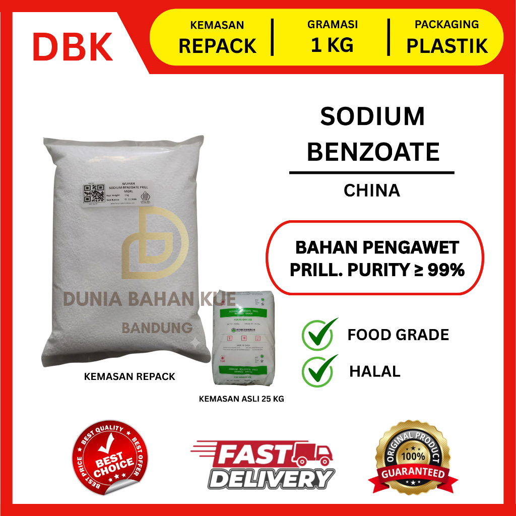 SODIUM BENZOATE WUHAN PRILL HIJAU - 1 KG / SODIUM BENZOAT