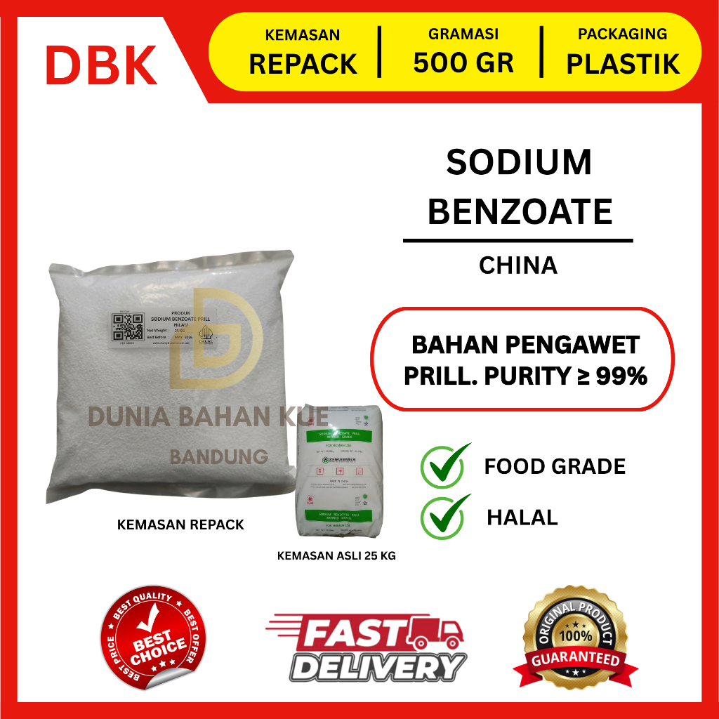 SODIUM BENZOATE WUHAN PRILL HIJAU - 500 GR / SODIUM BENZOAT