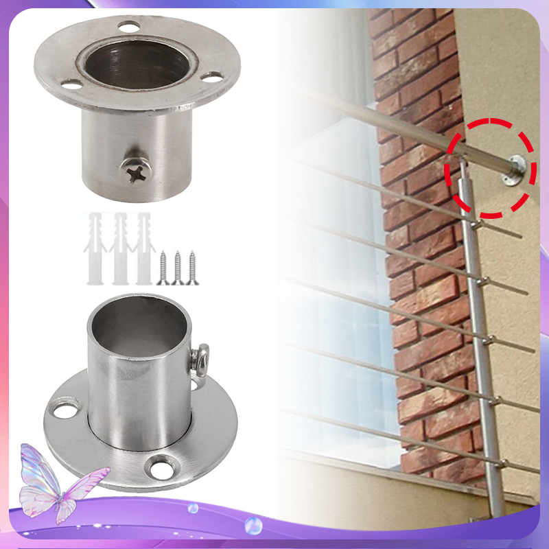Dudukan Pipa Tirai 25mm Universal Flange Dudukan Pipa Tirai Stainless Bracket Flange Tinggi Stainles