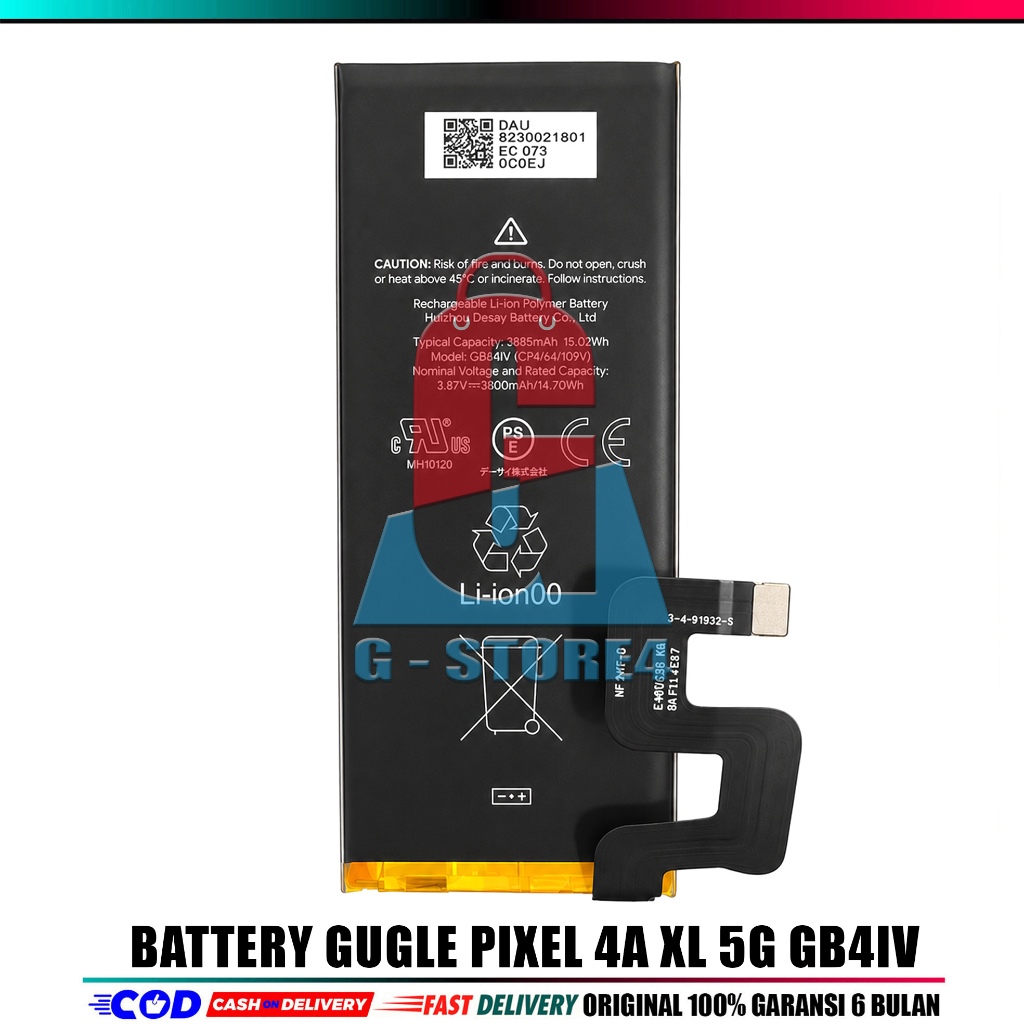 Baterai GB4IV Batere Battery Google Pixel 4a XL 5G GB4IV Original100%