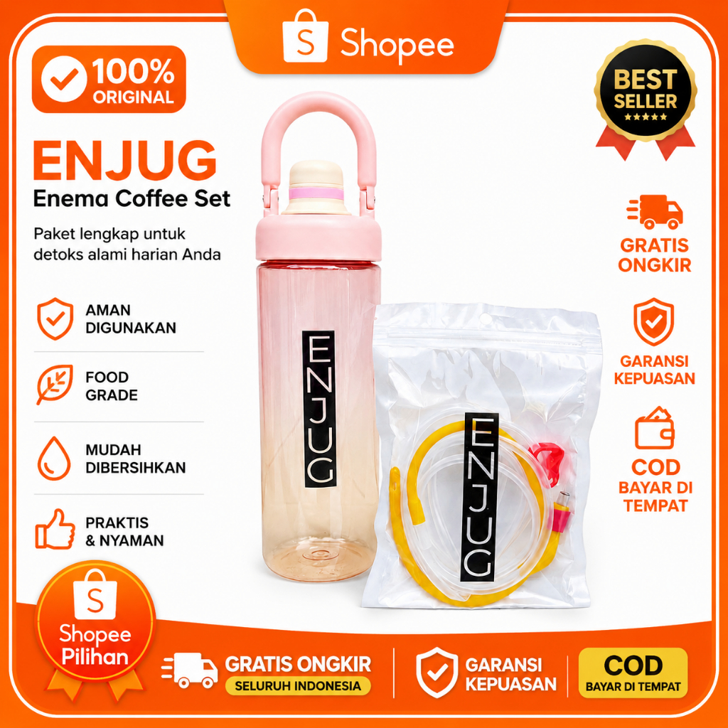 Alat Enema Kopi Botol Enema Kantong Enema Selang Enema Reusable Detox ENJUG Coffee Enema Kit