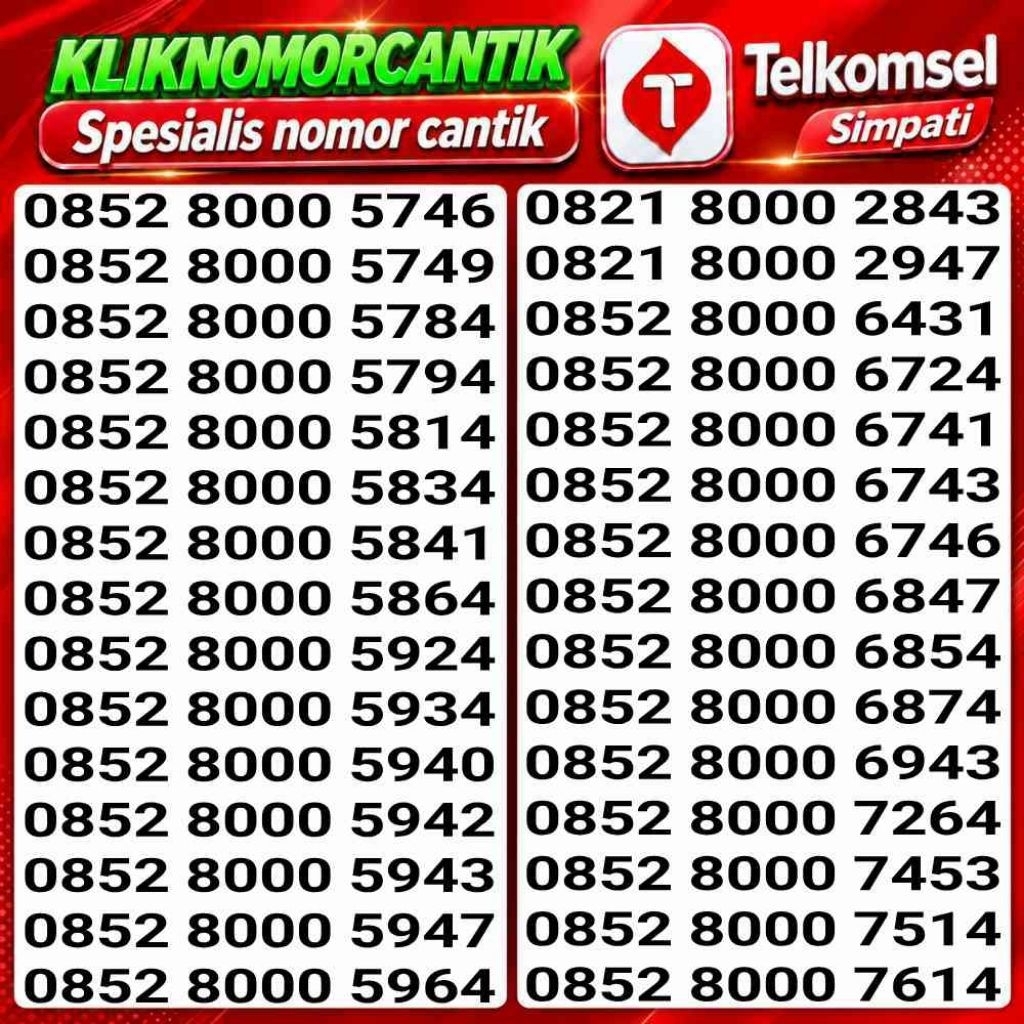 nomor cantik simpati 4G&5G Telkomsel Simpati 8000 A1