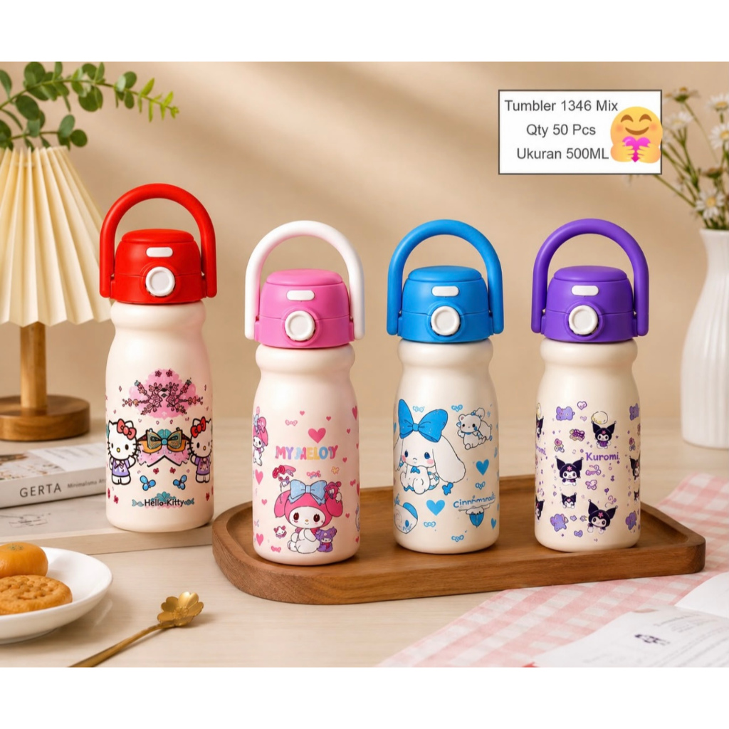 LRMS Tumbler Premium Quality Stainless SUS 316 Termos Tumbler Aesthetic Lucu 500ML Sedotan
