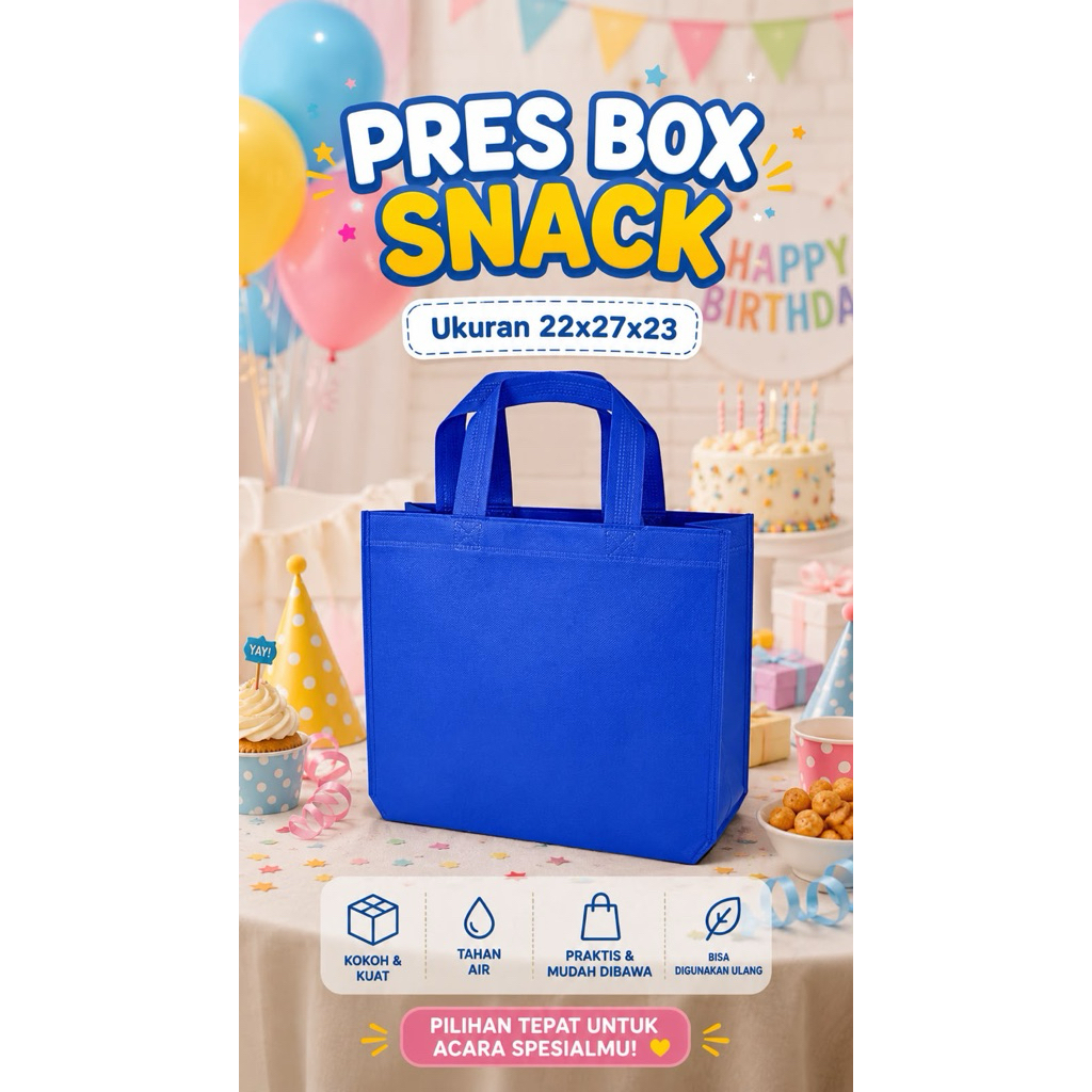 1 lusin Tas Press BOX SNACK Spunbond Kotak Dus Box Kain Tebal Tinggi TAS SNACK ULTAH