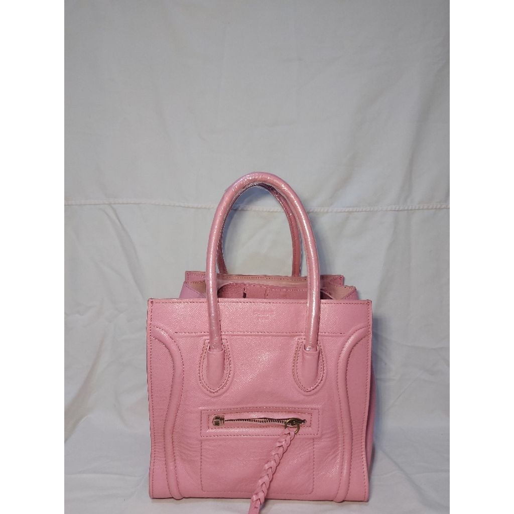 Tas Celine Luggage nano Handbag Light Pink second Asli