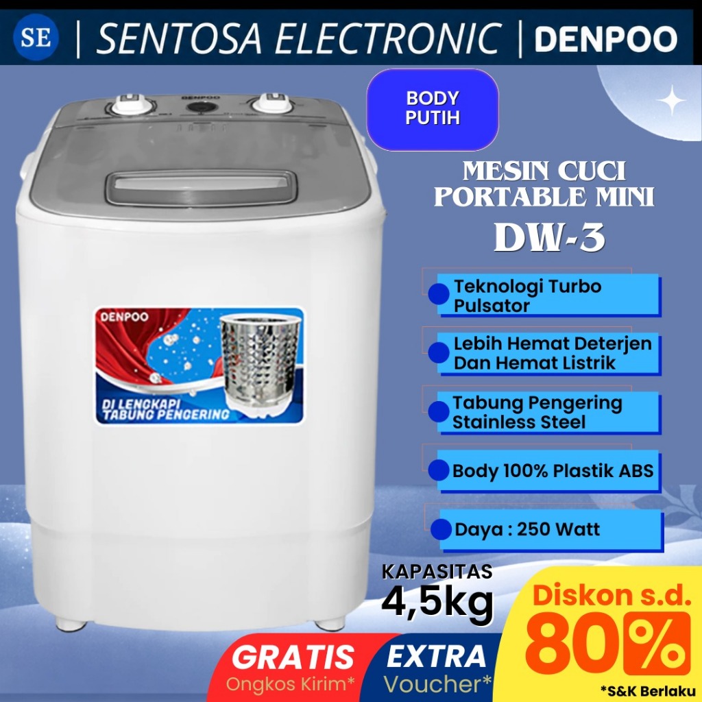 MESIN CUCI MINI DENPOO DW3 - MESIN CUCI PORTABLE