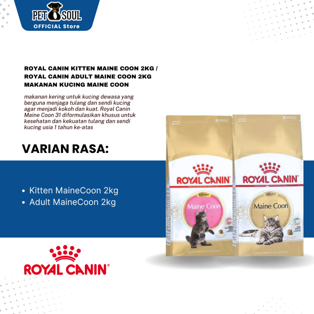 Royal Canin Kitten Maine Coon 2kg / Royal Canin Adult Maine Coon 2kg Makanan Kucing Maine Coon