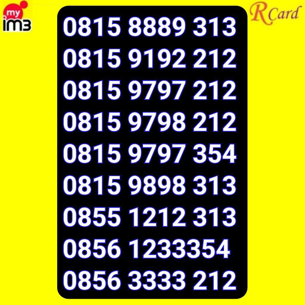 Perdana Nomor Cantik Indosat im3 11 digit 123 313 354 9797 9898 212 313 1212 313