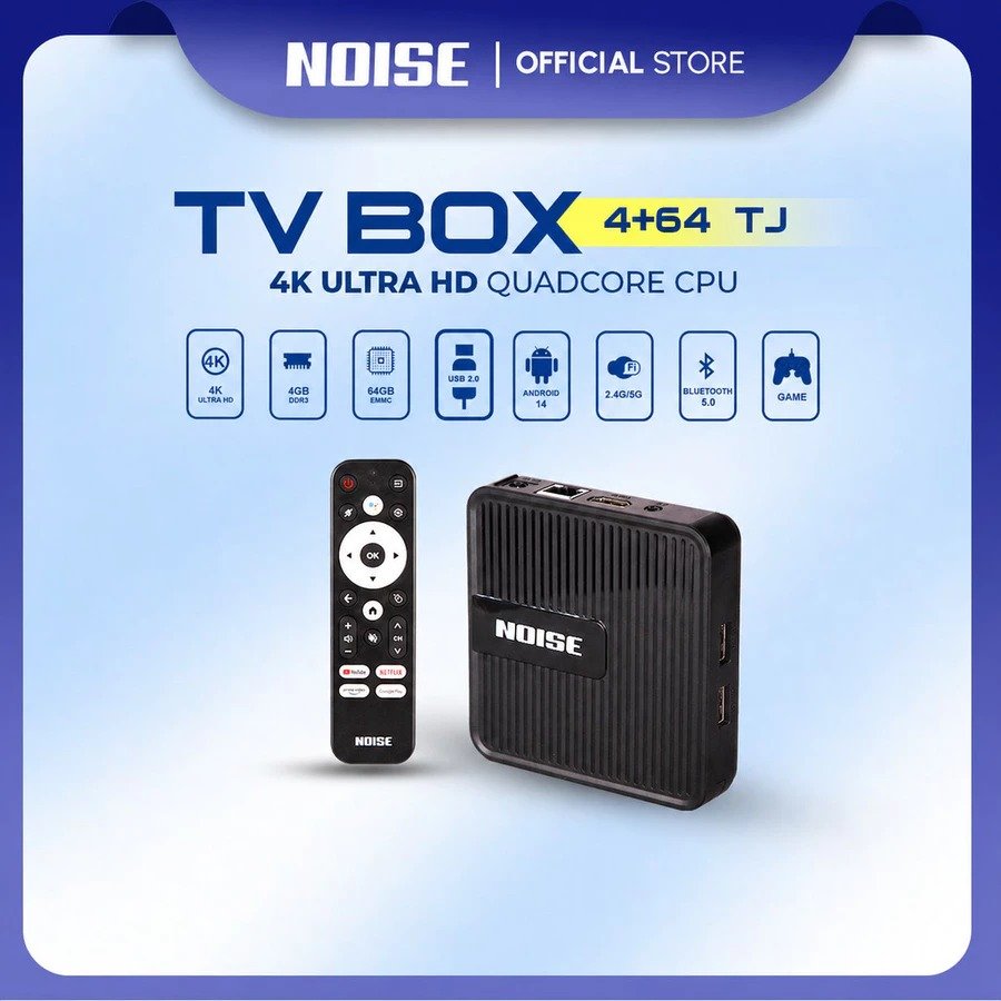 NOISE Android Tv Box Android 14.0 OS Ram 4gb Rom 64gb WiFi 2.4G/5G Bluetooth Smart Tv Box 4K Ultra H
