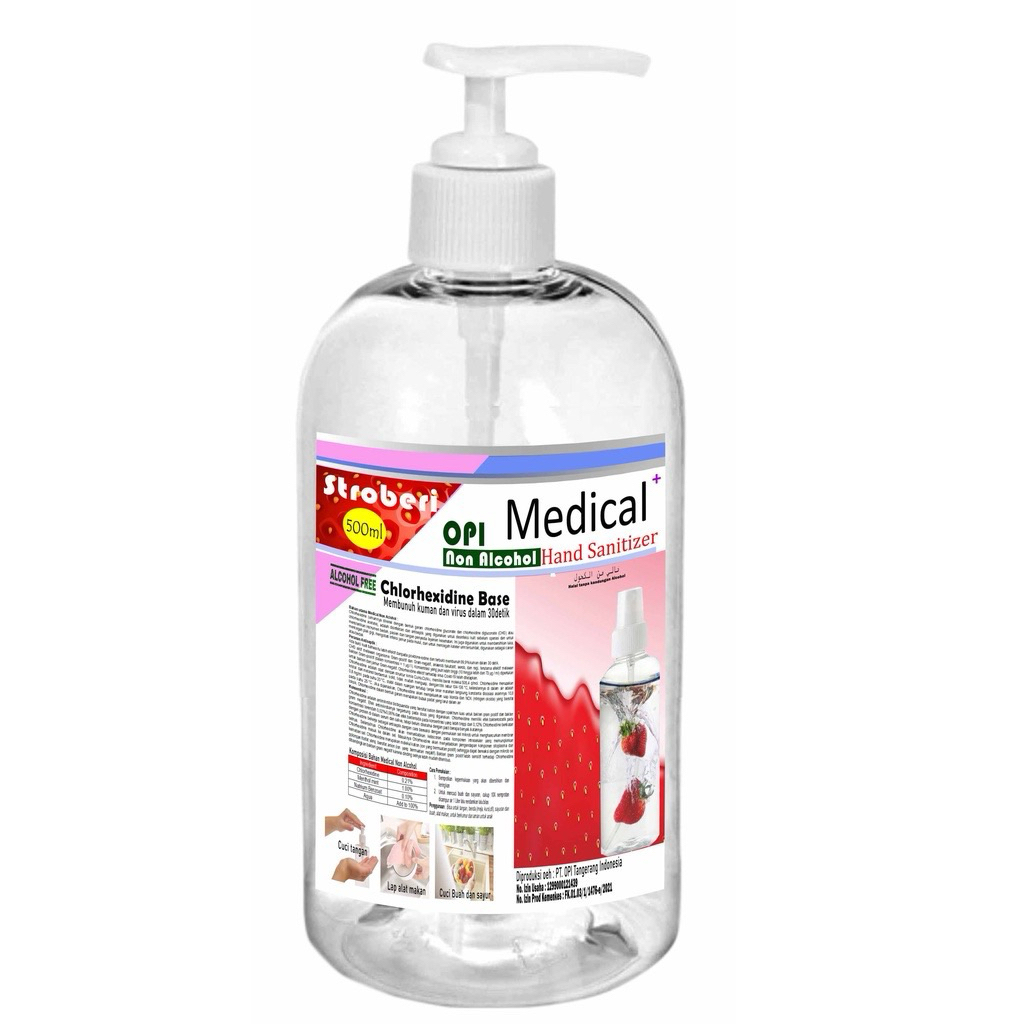 Hand sanitizer Cair 500ml non alkohol bahan aktif Chlorhexidine