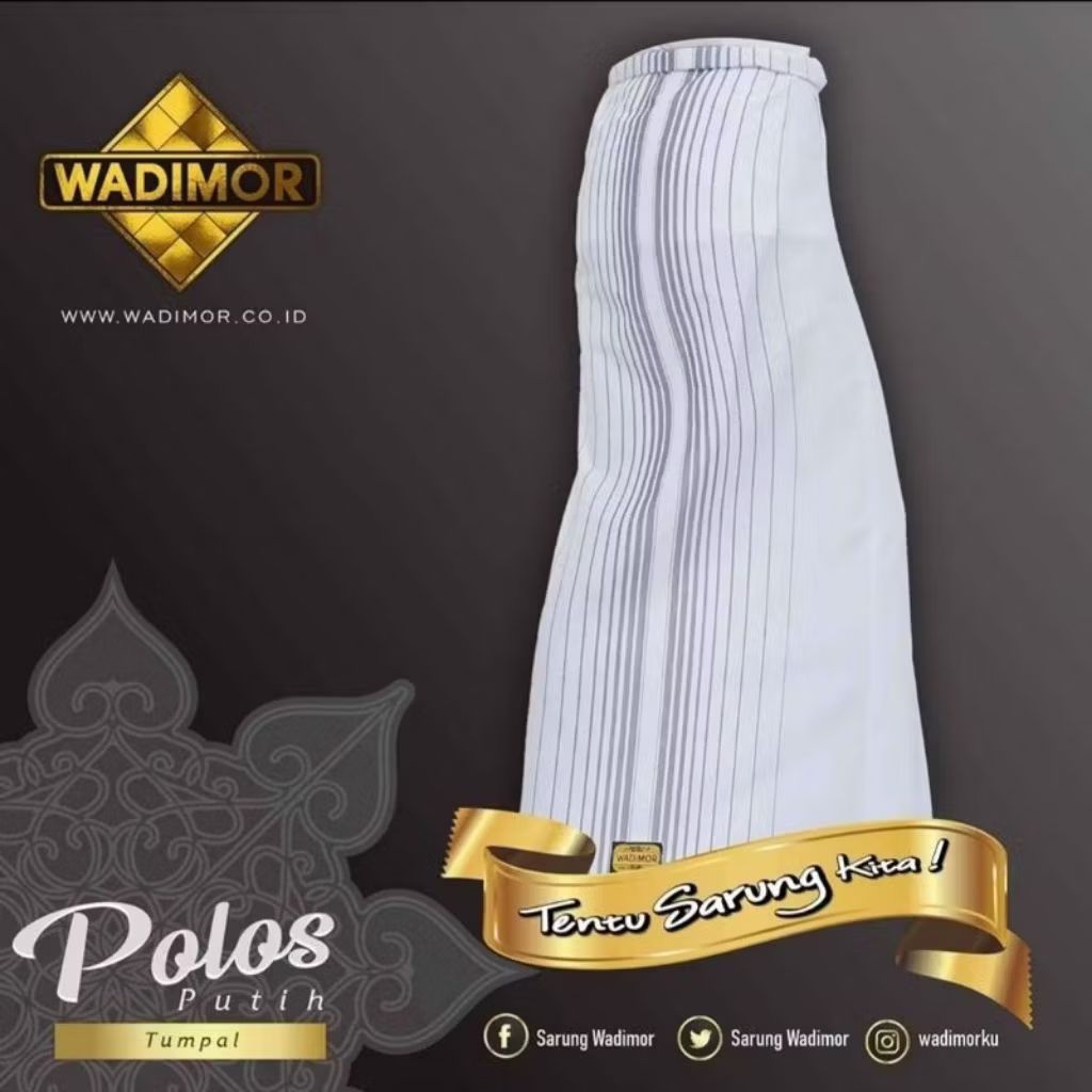 Sarung WADIMOR DEWASA Motif Hitam Putih Warna Tumpal Gerimis Padang Horison Hawai 3 Dara Lurik Dongg