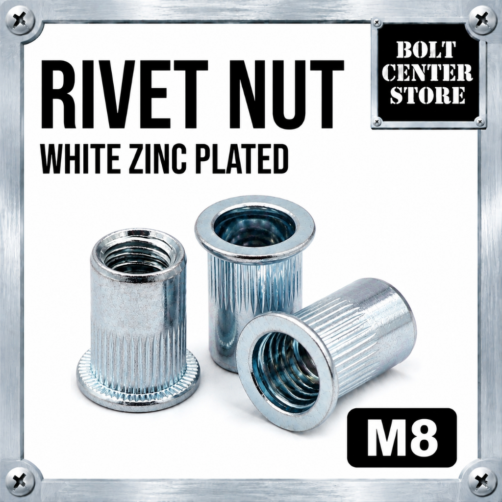 Rivet Nut Putih M8 / Insert Nut M8 / Mur Rivet M8 / Mur Furniture M8