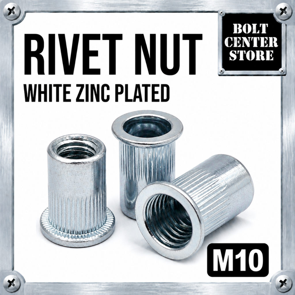 Rivet Nut Putih M10 / Insert Nut M10 / Mur Rivet M10 / Mur Furniture M10