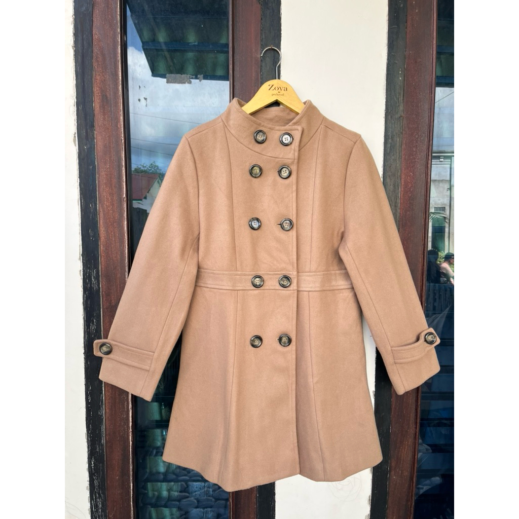 preloved long coat wool coklat