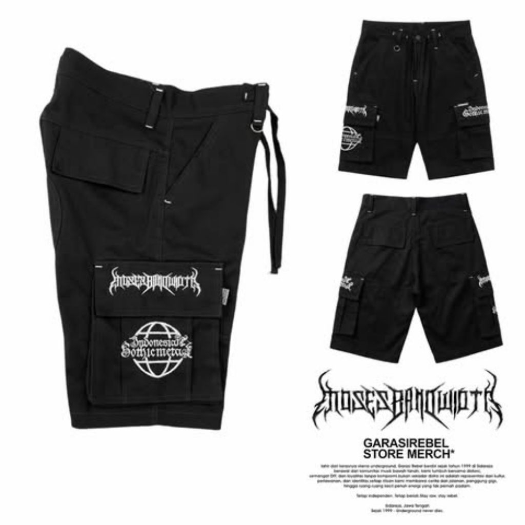 Celana cargo pendek metal Mosesbandwith/gutsbully movement/Cargo IDDM
