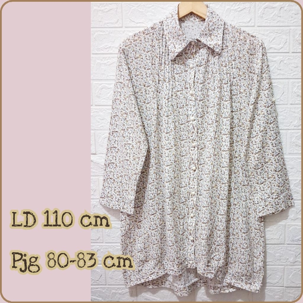 Atasan semi tunik katun bunga-bunga