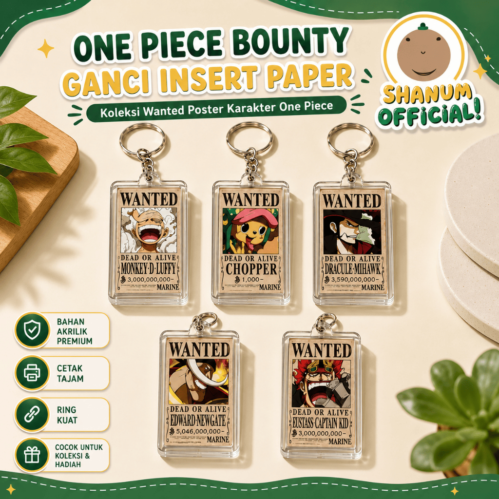 GANCI AKRILIK ONE PIECE BOUNTY KEYCHAIN GANTUNGAN KUNCI ACRYLIC IDOL KOREA PREMIUM MURAH UNOFFICIAL 