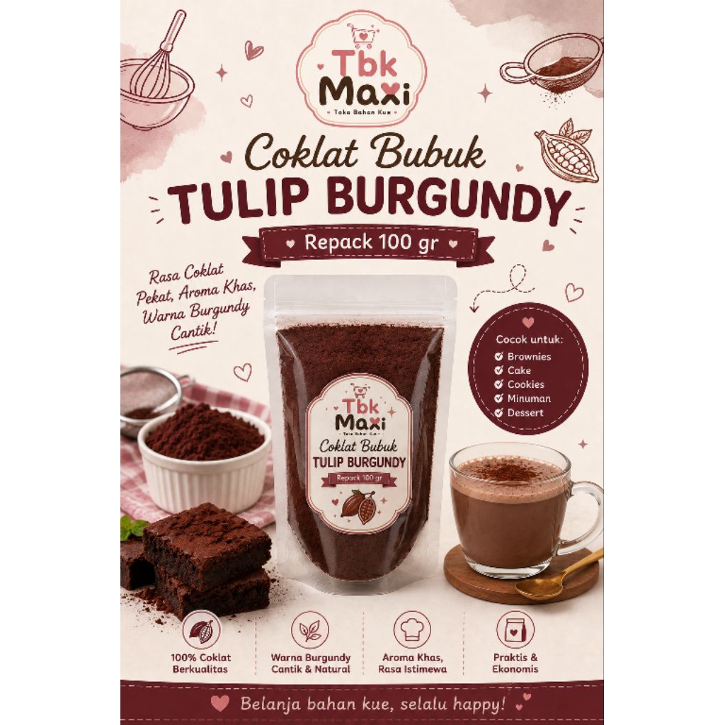 Tulip Burgundy | Coklat bubuk tulip | Coklat bubuk