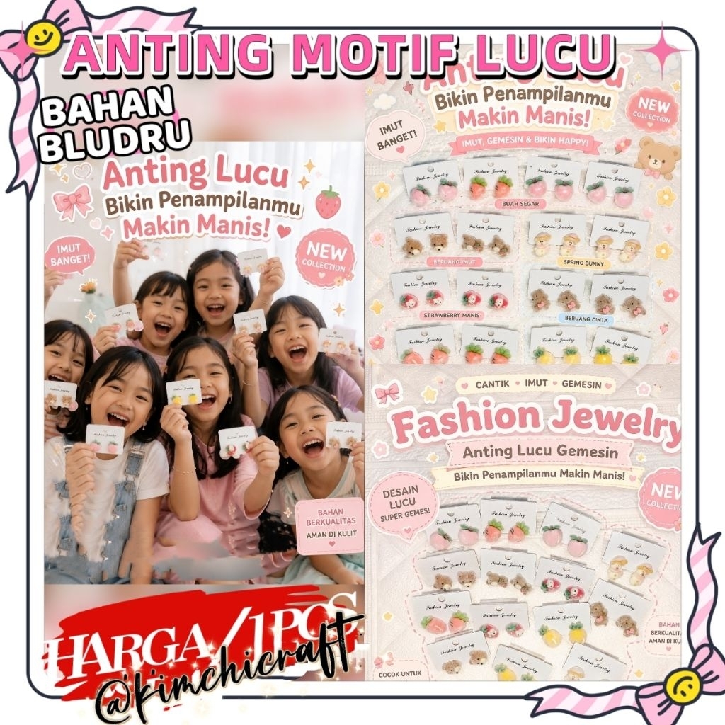 ANTING MOTIF LUCU / ANTING ANAK ANAK LUCU / AKSESORIS ANAK / ATB8684